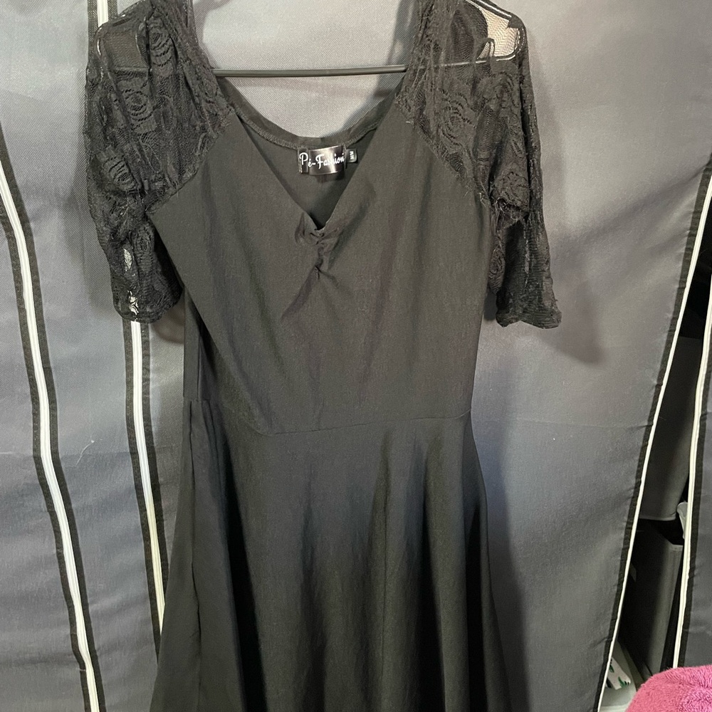 Black Lace Sleeve Dress
